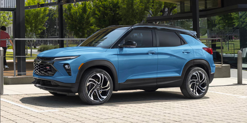 blue 2026 Chevy Trailblazer parked on the side of the road.