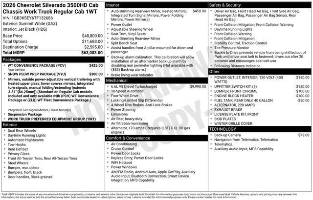 2026 Chevrolet Silverado 3500 HD Chassis Cab Work Truck