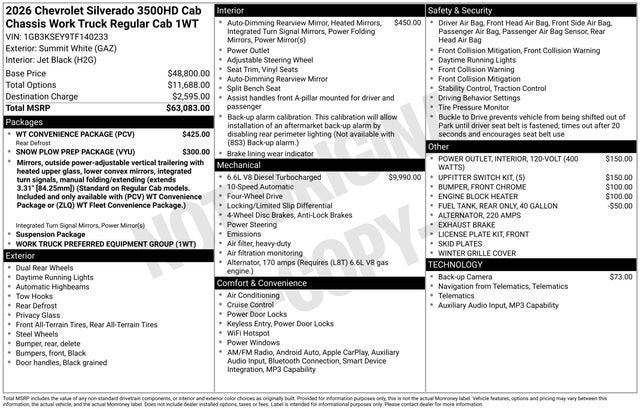 2026 Chevrolet Silverado 3500 HD Chassis Cab Work Truck