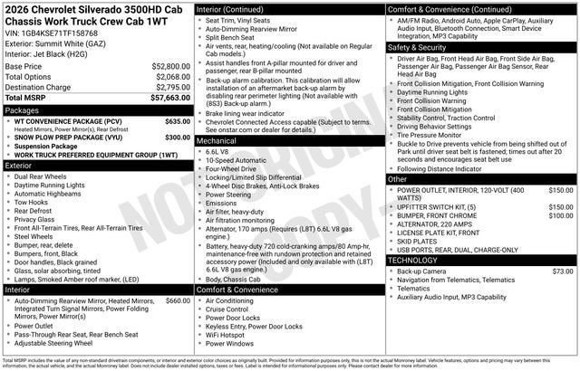 2026 Chevrolet Silverado 3500 HD Chassis Cab Work Truck