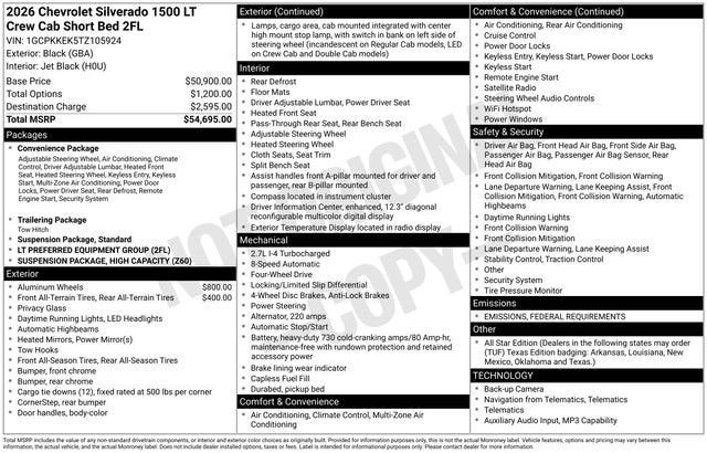 2026 Chevrolet Silverado 1500 LT (2FL)