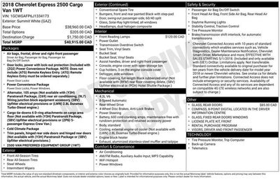 2018 Chevrolet Express Cargo 2500 Work Van