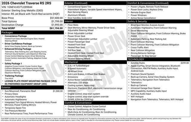 2026 Chevrolet Traverse RS