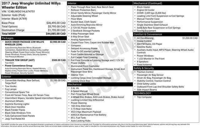 2017 Jeep Wrangler Unlimited Sport