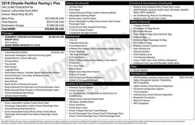 2018 Chrysler Pacifica Touring L Plus