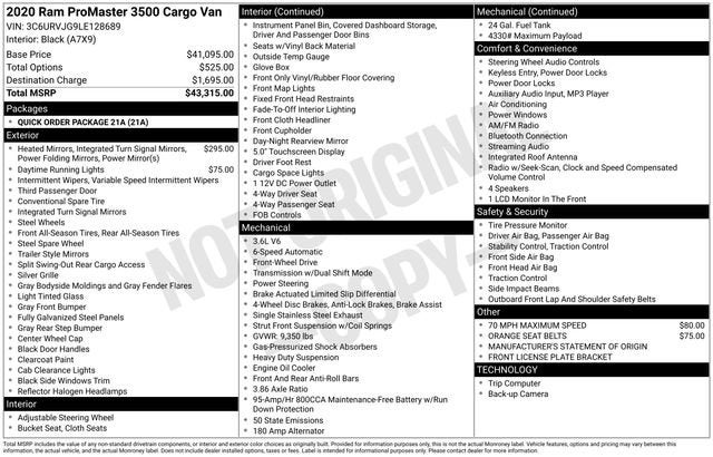 2020 RAM ProMaster Cargo Van Base