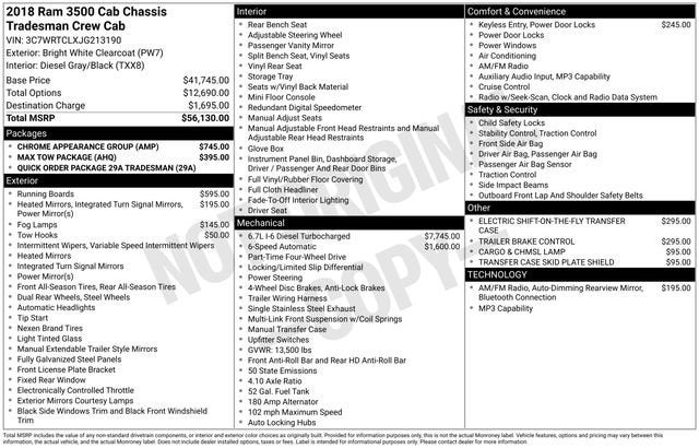 2018 RAM 3500 Chassis Cab Tradesman