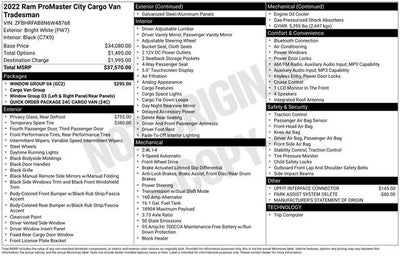 2022 RAM ProMaster City Cargo Van Tradesman